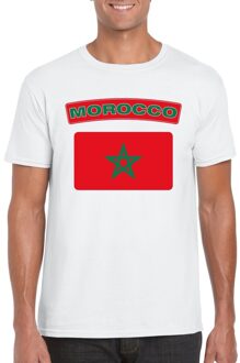 Bellatio Decorations T-shirt met Marokkaanse vlag wit heren 2XL