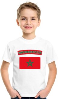 Bellatio Decorations T-shirt met Marokkaanse vlag wit kinderen L (146-152)