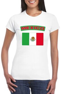 Bellatio Decorations T-shirt met Mexicaanse vlag wit dames 2XL