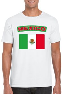 Bellatio Decorations T-shirt met Mexicaanse vlag wit heren 2XL