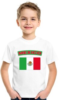 Bellatio Decorations T-shirt met Mexicaanse vlag wit kinderen