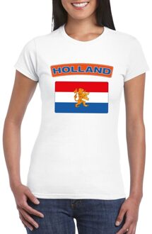 Bellatio Decorations T-shirt met Nederlandse vlag wit dames L