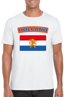 Bellatio Decorations T-shirt met Nederlandse vlag wit heren 2XL