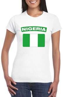 Bellatio Decorations T-shirt met Nigeriaanse vlag wit dames XS