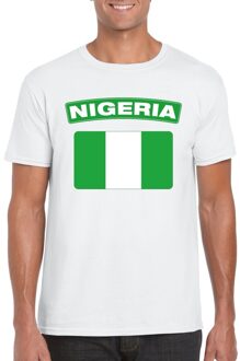 Bellatio Decorations T-shirt met Nigeriaanse vlag wit heren 2XL