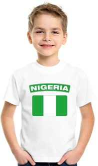 Bellatio Decorations T-shirt met Nigeriaanse vlag wit kinderen L (146-152)