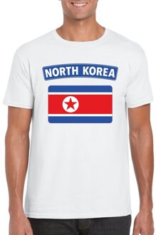 Bellatio Decorations T-shirt met Noord Koreaanse vlag wit heren 2XL