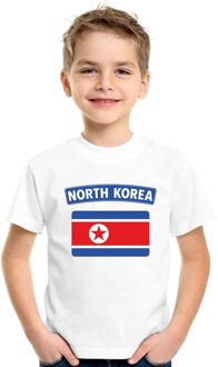 Bellatio Decorations T-shirt met Noord Koreaanse vlag wit kinderen L (146-152)