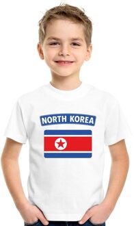 Bellatio Decorations T-shirt met Noord Koreaanse vlag wit kinderen