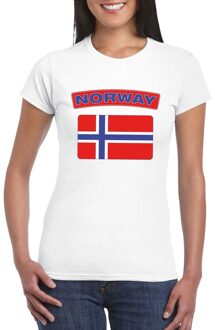 Bellatio Decorations T-shirt met Noorse vlag wit dames 2XL