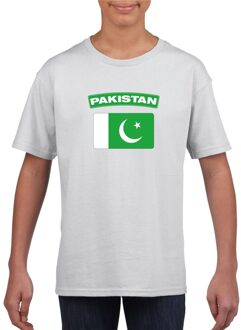 Bellatio Decorations T-shirt met Pakistaanse vlag wit kinderen L (146-152)