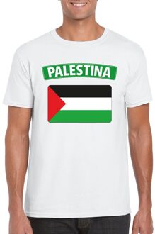 Bellatio Decorations T-shirt met Palestijnse vlag wit heren 2XL