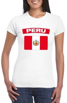 Bellatio Decorations T-shirt met Peruaanse vlag wit dames L