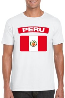 Bellatio Decorations T-shirt met Peruaanse vlag wit heren S