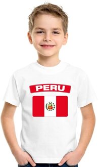 Bellatio Decorations T-shirt met Peruaanse vlag wit kinderen XS (110-116)