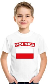 Bellatio Decorations T-shirt met Poolse vlag wit kinderen