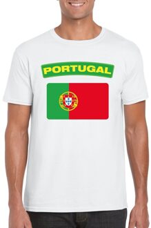 Bellatio Decorations T-shirt met Portugese vlag wit heren 2XL