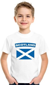 Bellatio Decorations T-shirt met Schotse vlag wit kinderen XS (110-116)