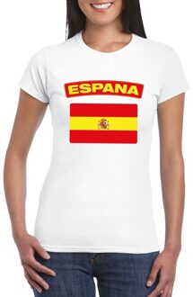 Bellatio Decorations T-shirt met Spaanse vlag wit dames 2XL