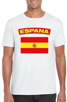 Bellatio Decorations T-shirt met Spaanse vlag wit heren 2XL