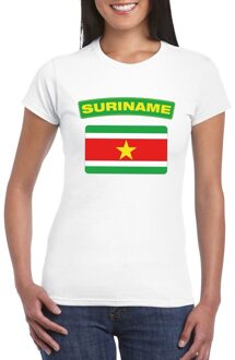 Bellatio Decorations T-shirt met Surinaamse vlag wit dames 2XL