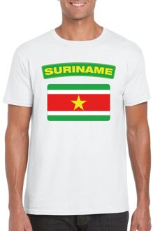 Bellatio Decorations T-shirt met Surinaamse vlag wit heren 2XL