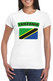 Bellatio Decorations T-shirt met Tanzaniaanse vlag wit dames XS