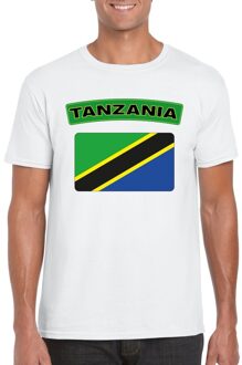 Bellatio Decorations T-shirt met Tanzaniaanse vlag wit heren