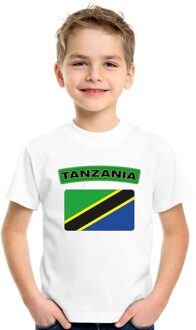 Bellatio Decorations T-shirt met Tanzaniaanse vlag wit kinderen L (146-152)