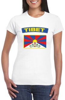 Bellatio Decorations T-shirt met Tibetaanse vlag wit dames