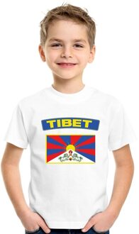 Bellatio Decorations T-shirt met Tibetaanse vlag wit kinderen L (146-152)