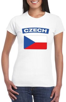 Bellatio Decorations T-shirt met Tsjechische vlag wit dames 2XL