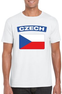 Bellatio Decorations T-shirt met Tsjechische vlag wit heren