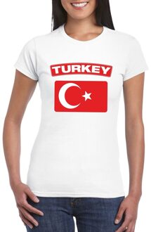 Bellatio Decorations T-shirt met Turkse vlag wit dames L