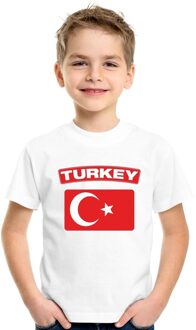 Bellatio Decorations T-shirt met Turkse vlag wit kinderen XS (110-116)