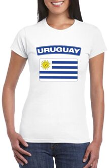 Bellatio Decorations T-shirt met Uruguayaanse vlag wit dames 2XL