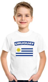 Bellatio Decorations T-shirt met Uruguayaanse vlag wit kinderen L (146-152)