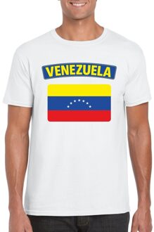 Bellatio Decorations T-shirt met Venezolaanse vlag wit heren 2XL