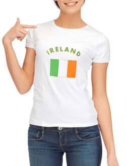 Bellatio Decorations T-shirt met vlag Ierland print voor dames Wit