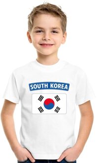 Bellatio Decorations T-shirt met Zuid Koreaanse vlag wit kinderen L (146-152)