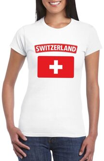 Bellatio Decorations T-shirt met Zwitserse vlag wit dames XS