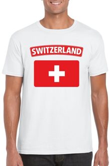 Bellatio Decorations T-shirt met Zwitserse vlag wit heren L