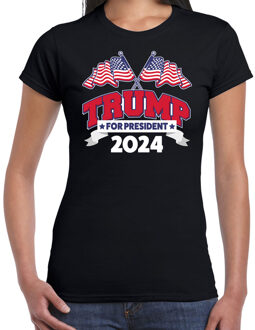 Bellatio Decorations T-shirt Trump dames - 2024 electie - fout/grappig voor carnaval 2XL - Feestshirts Zwart