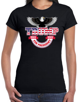 Bellatio Decorations T-shirt Trump dames - American eagle - fout/grappig voor carnaval 2XL - Feestshirts Zwart