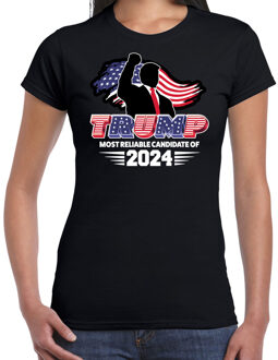 Bellatio Decorations T-shirt Trump dames - Most reliable candidate - voor carnaval 2XL - Feestshirts Zwart