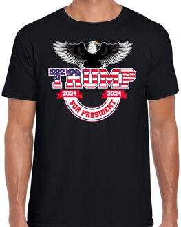 Bellatio Decorations T-shirt Trump heren - american eagle - grappig/fout voor carnaval 2XL - Feestshirts Zwart