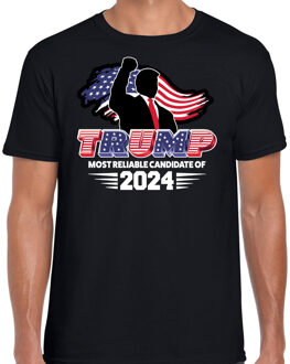 Bellatio Decorations T-shirt Trump heren - Most reliable candidate - fout/grappig voor carnaval 2XL - Feestshirts Zwart