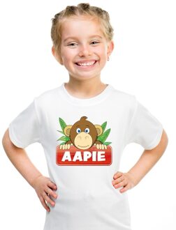 Bellatio Decorations T-shirt wit voor kinderen met Aapie het aapje