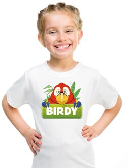 Bellatio Decorations T-shirt wit voor kinderen met Birdy de papegaai