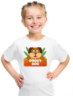 Bellatio Decorations T-shirt wit voor kinderen met Doggy Dog de hond